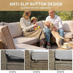 Jing's Villa 5-Piece Outdoor Patio Furniture Set, Ratten Conversation Sectional - Image 6