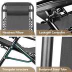 Devoko Patio Zero Gravity Chair Outdoor Free Folding Adjustable Chaise Lounge - Image 3