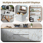 practicalWs Glossy Marble Wallpaper Peel and Stick White/Gold Granite Contact - Image 4