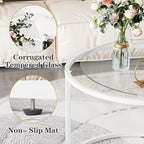 aboxoo White Nesting Glass Table Set of 2, Small Glass Round Nesting Tables - Image 8