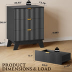 BORNOON Fluted 3 Drawer Dresser, 30.3" Tall Compact Modern Boho Chest of Drawers - Image 2