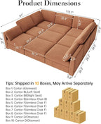 Oversized Modular Sectional Sleeper Couch, Solid Wood Frame, Removable Washable - Image 2