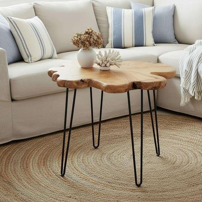 WELLAND Live Edge Cedar Coffee Table 32" W x 32" D x 20.5" H Rustic Round Table - Image 4
