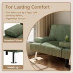 Flamaker Futon Sofa Bed Corduroy Folding Couch Adjustable Sleeper Sofa Bed - Image 6