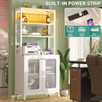 Aheaplus Bar Cabinet with Power Outlets, Coffee Bar Station - Image 4