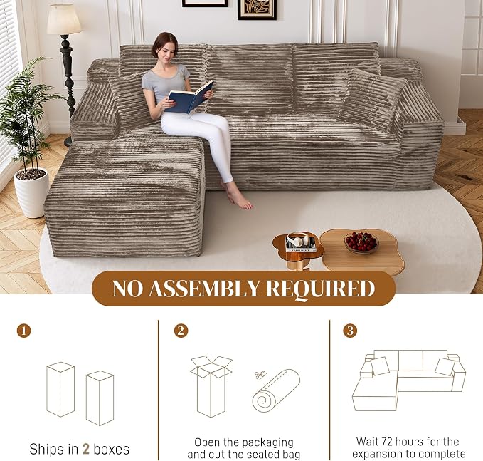 108" L Shaped Boneless Sectional Couches - Image 4