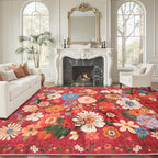 Red Garden Floral Area Rug 9x12 by WelcometoBabovid