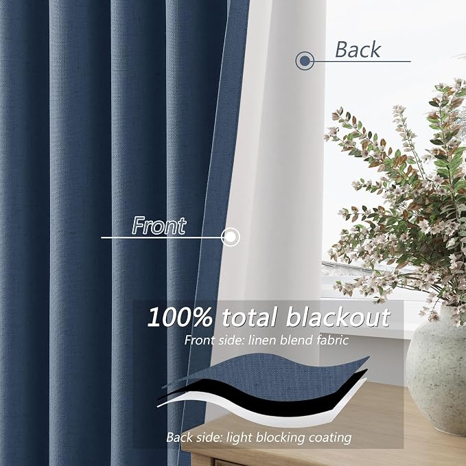 100% Blackout Curtains 84 Inch Length 2 Panels Set - Image 4