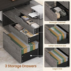 SEDETA 71" Executive Desk with File Cabinet, Large Office Desk with Drawers and - Image 5