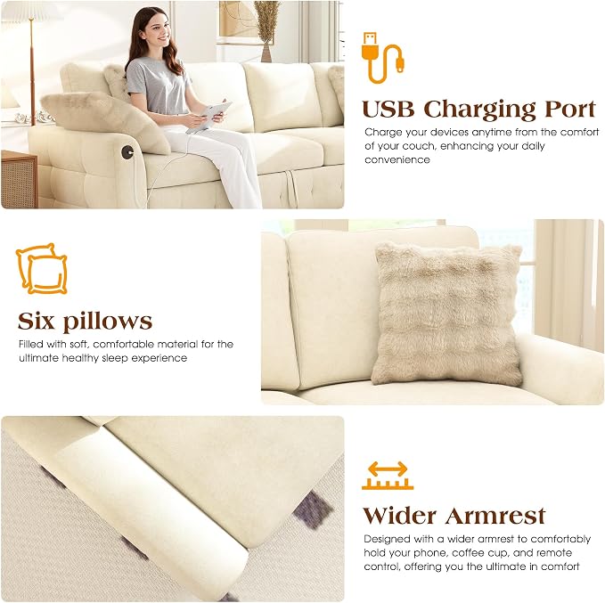 Ihanherry Large U-Shaped Sectional Sofa Bed, 8-Seater Convertible Sleeper - Image 6
