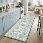 GarveeHome Blue Green Pink Washable 5x7 Area Rugs, Botanical Grove Vintage - Image 4
