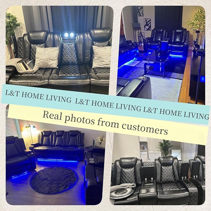 Power Recliner Sofa Set with LED, Air Leather Reclining Sofa Set, 3 Piece - Image 3