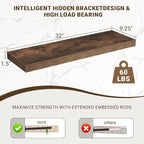 Acovy 32 Inch Floating Shelves, 3D Textured Wood Grain, Wooden Shelves - Image 3