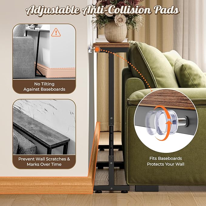 Huuger 78.7 Inch Height Adjustable Behind Couch Table - Image 7
