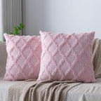 Set of 2 Soft Moroccan Throw Pillow Covers 16x16 Inch Plush Boho Decorative by Cozoomy