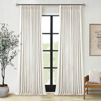 Blackout Linen Curtains 126 Inches Long Pinch Pleated 2 Panels Natural | by Twodrapes