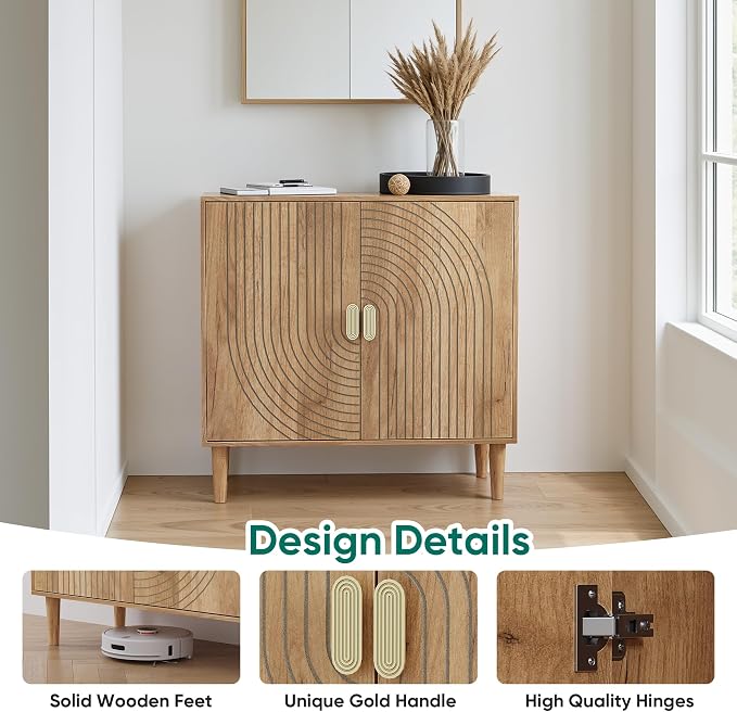 Smuxee Oak Sideboard Cabinet, Freestanding Buffet Cabinet - Image 6