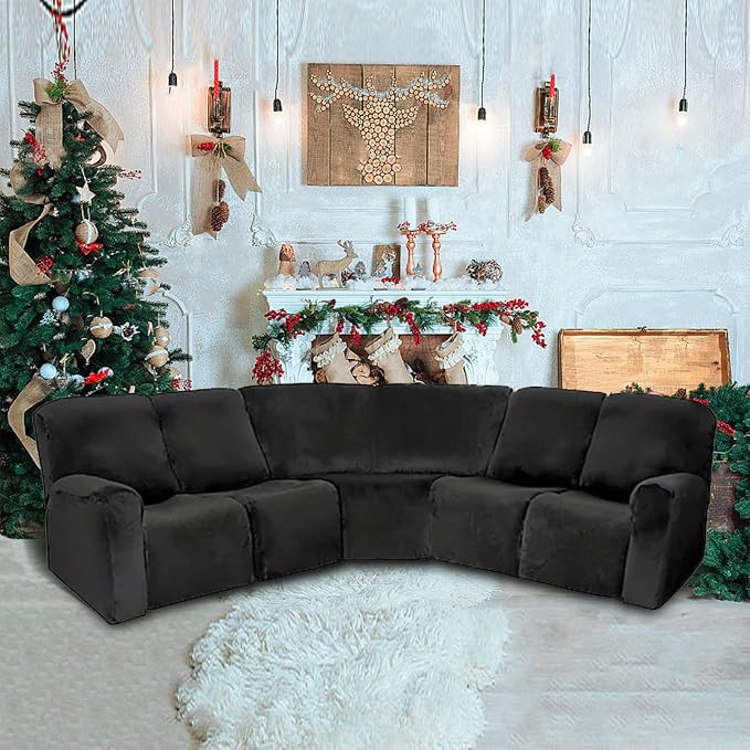 LightInTheBox 7-Piece Velvet Stretch Reclining Couch Covers 5 Seats Corner Sofa - Image 2