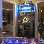 Aheaplus Bar Cabinet with Power Outlets, Coffee Bars Station - Image 3