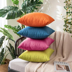 MIULEE Pack of 2 Decorative Outdoor Solid Waterproof Throw Pillow Covers Faux - Image 5