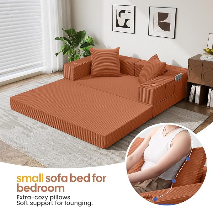 COMAX Futon Sofa Bed, 4‑in‑1 Convertible Sofa Bed, Folding Boneless Couches - Image 4