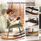 VINGLI 25.6" Extra Wide Criss Cross Nursery Rocking Chair, Cute Curved 115° - Image 4