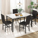 Recaceik Dining Table Set for 4, Modern 5 Piece Dining Table Set Faux Marble - Image 2