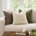 MIULEE Chenille Textured Euro Throw Pillow Covers Beige 22x22 Set of 2 | Slubby - Image 4