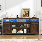 LED Farmhouse TV Stand for 80/75 inch TVs, Rustic Entertainment Center Cabinet - Image 7