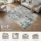 DMOYEST Area Rug Living Room Rugs 5x7 Washable Abstract Carpet | Neutral Modern - Image 2