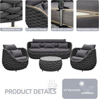 TWT Outdoor Patio Furniture Set-5 Pieces Aluminum Sectional Sofa, Metal Patio - Image 8