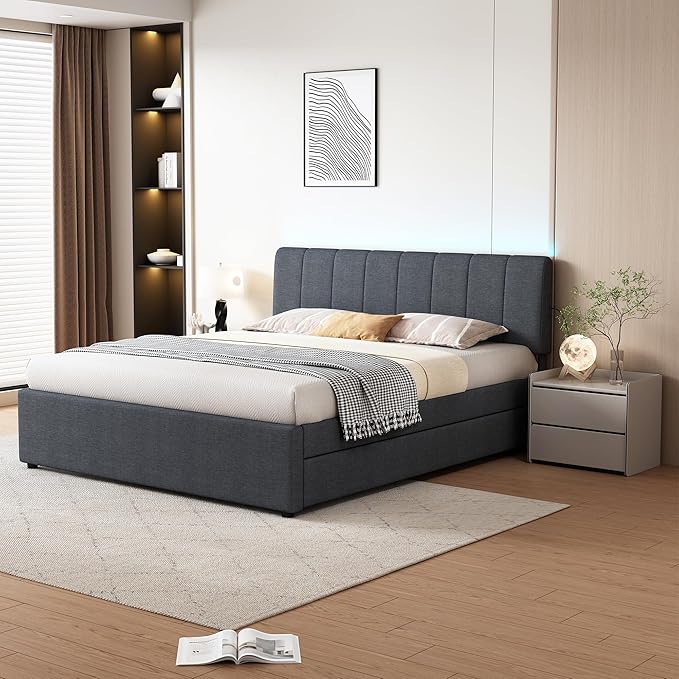 Queen Size Upholstered Platform Bed - Image 3