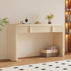 55'' Wood Console Table Sofa Table Entryway Table, Unique Modern Rounded - Image 7