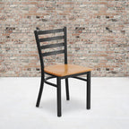 Flash Furniture 2 Pack HERCULES Series Black Ladder Back Metal Restaurant Chair - Image 2