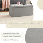 VECELO 30'' Folding Storage Ottoman Bench, Storage Chest, Linen Fabric Foot - Image 4