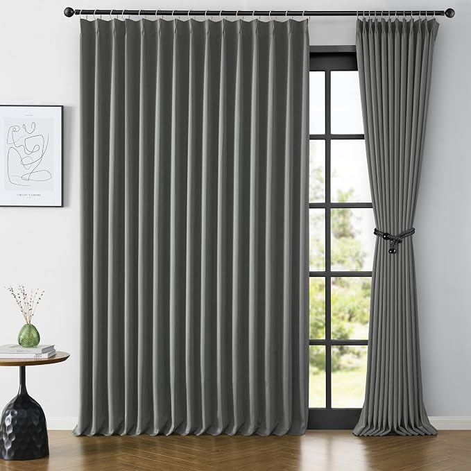 Wide Width Window Curtains 100 x 84 Inches Long, Vertical Accordion Style Pinch by KEQIAOSUOCAI