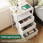 Huuger Nightstand with Charging Station, 27.6 Inch Side Table with Drawers - Image 8