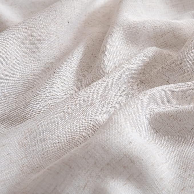 MIULEE Natural Linen White Kitchen Curtain 30 Inch Long 2 Panels Farmhouse | - Image 6