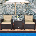 Tangkula 3 Pieces Patio Furniture Set, PE Rattan Wicker 3 Pcs Outdoor Sofa Set - Image 2