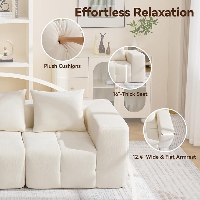 160" Oversized 6 Seater Boneless Couch, Comfy Cloud Modular Sectional Sofa - Image 5