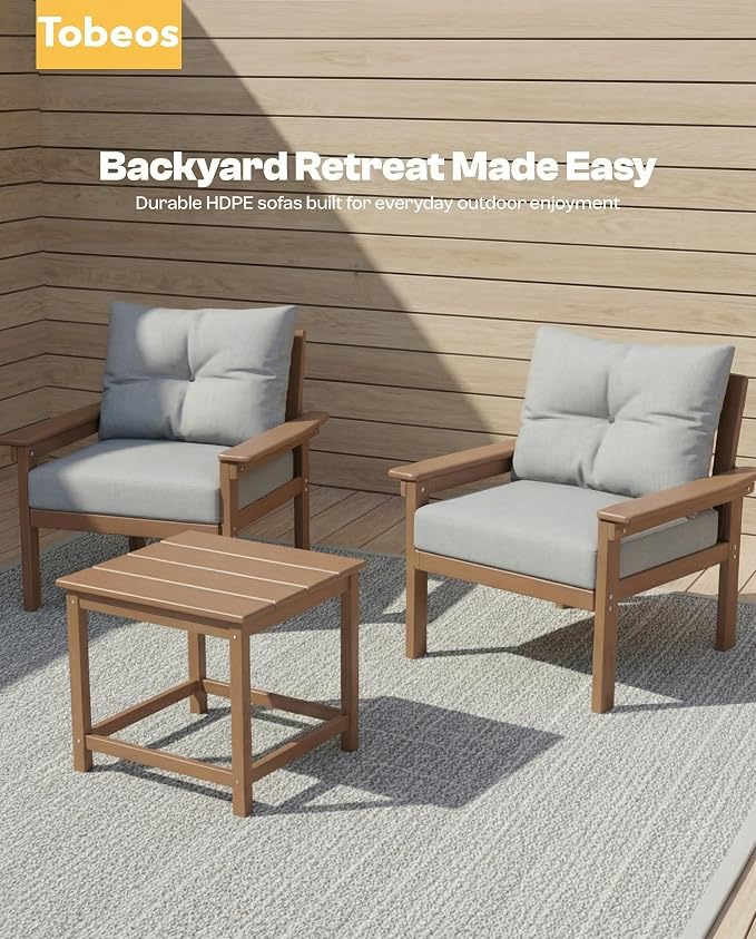 HDPE 7 Piece Patio Furniture Set, All-Weather Outdoor Couch Set - Image 7