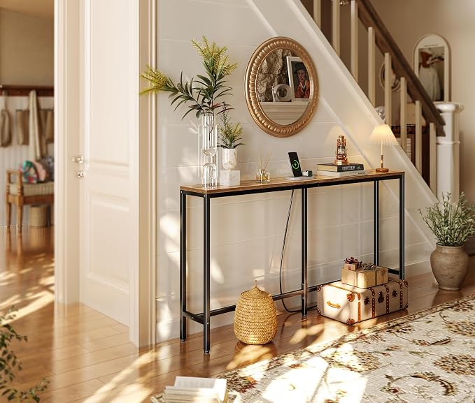SUPERJARE Console Table with Outlet, 63 Inch Sofa Table with Charging Station - Image 6