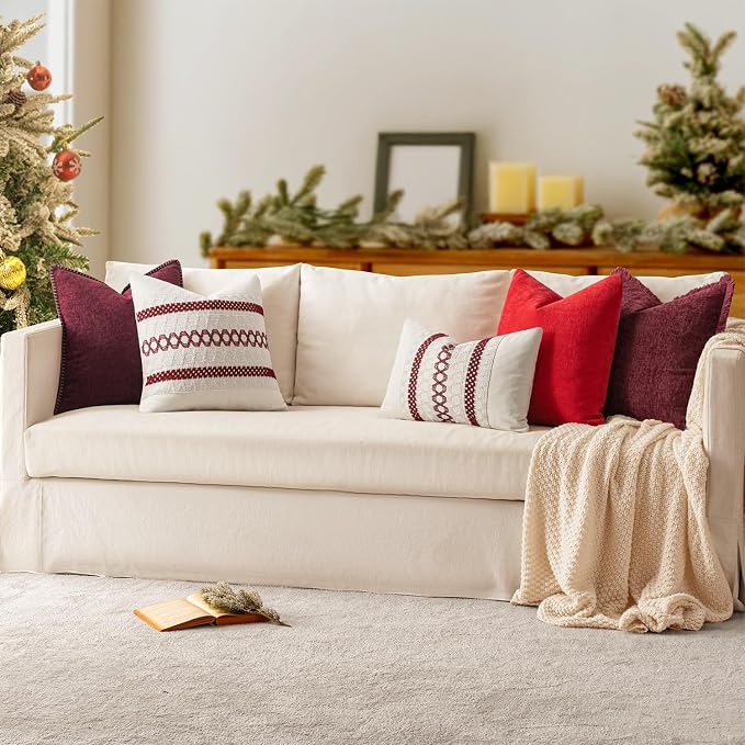 MIULEE Decorative Couch Throw Pillow Covers 20x20 Inch Burgundy Red 2 Pack | - Image 6
