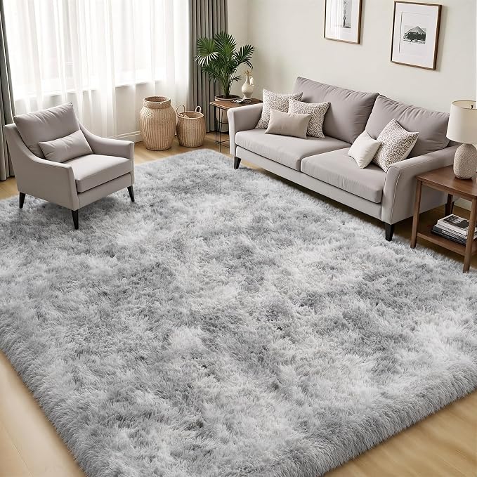 PLHXFR 6x9 Area Rugs Living Room: Fluffy Bedroom Shag Rug Light Grey | Upgrade - Image 3