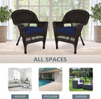 Jeco Wicker Chair with Blue Cushion - Image 10