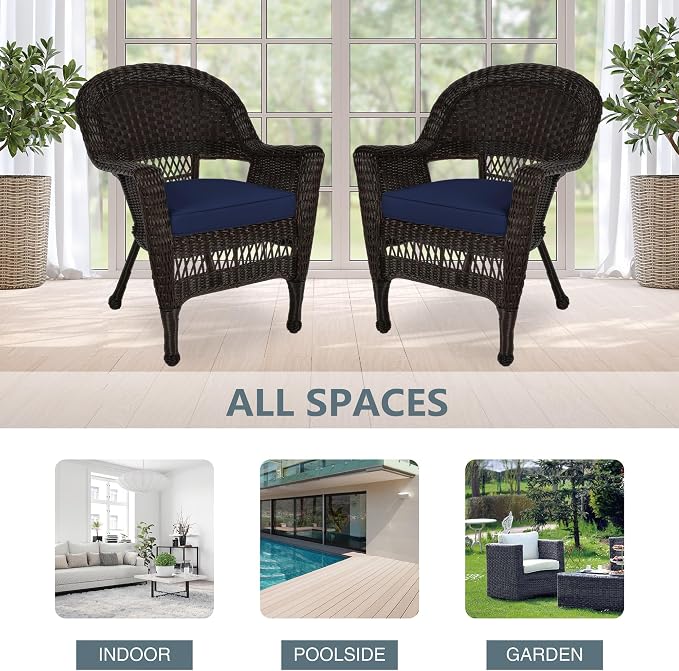 Jeco Wicker Chair with Blue Cushion - Image 10