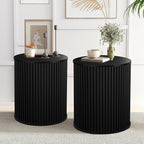AVZEAR Small Round Side Table Fluted Night Stand Set of 2, Mid Century Modern - Image 9