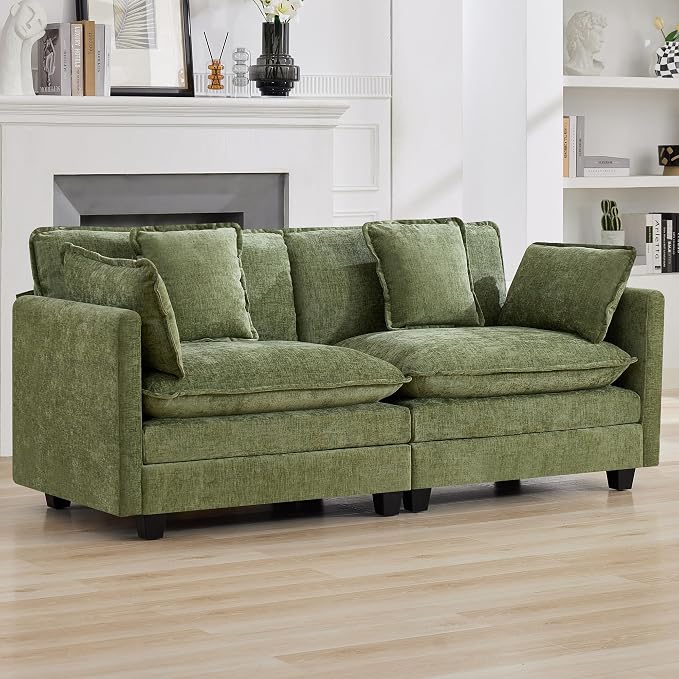 76'' Cloud Deep Seat Loveseat, Upholstered Chenille Modular 2-Seats Sectional - Image 7