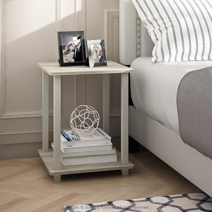 Furinno SIMPLISTIC Side Table Set of 2, 2-Tier Square Modern End Table - Image 5