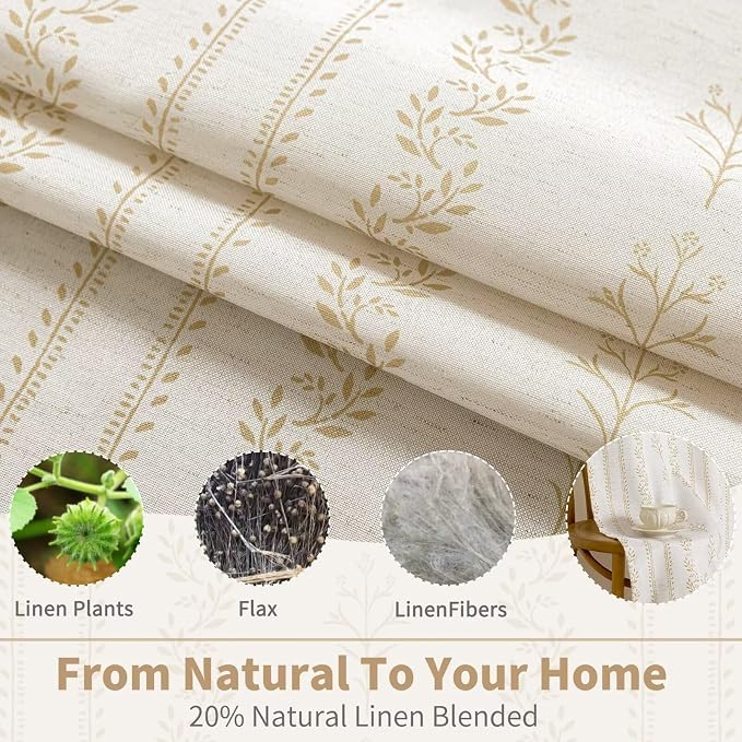 BGment Boho Curtains Leaf Floral Print Cottage Core Botanical Curtains - Image 3